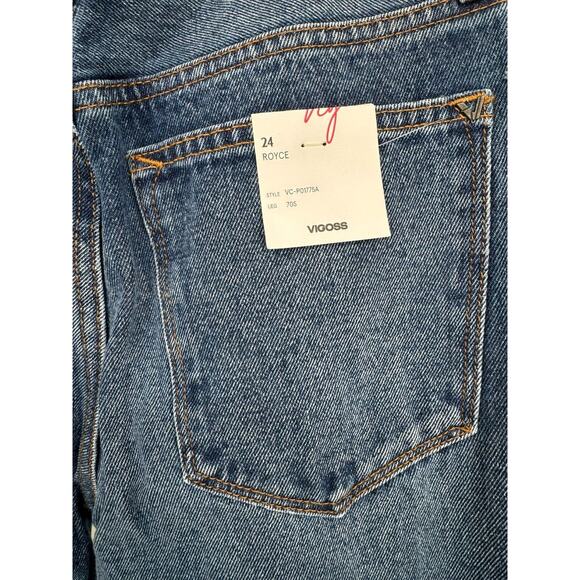 VIGOSS Royce 70s Womens Jeans Blue Size 24 Bootcut Medium Wash Mid Rise Zip NWT - Picture 4 of 5